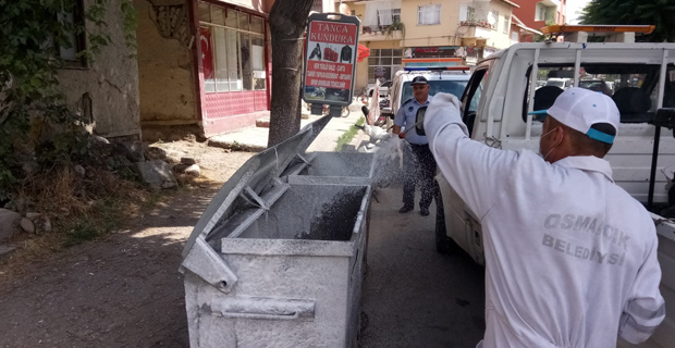 Osmancık’ta çöp konteynırları dezenfekte ediliyor